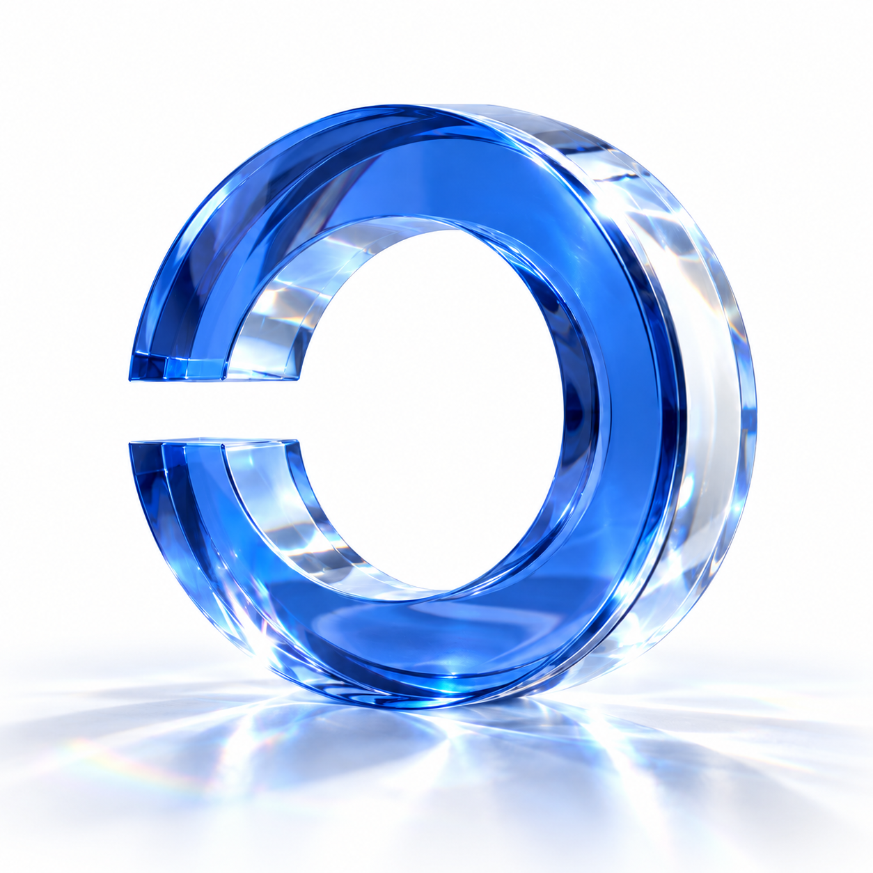 Sculptural blue glass ring